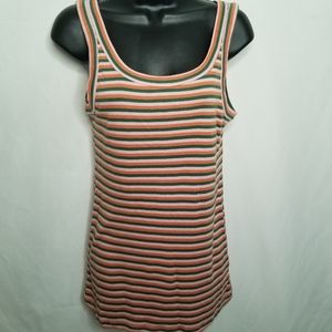 Caslon striped long styled tank top
